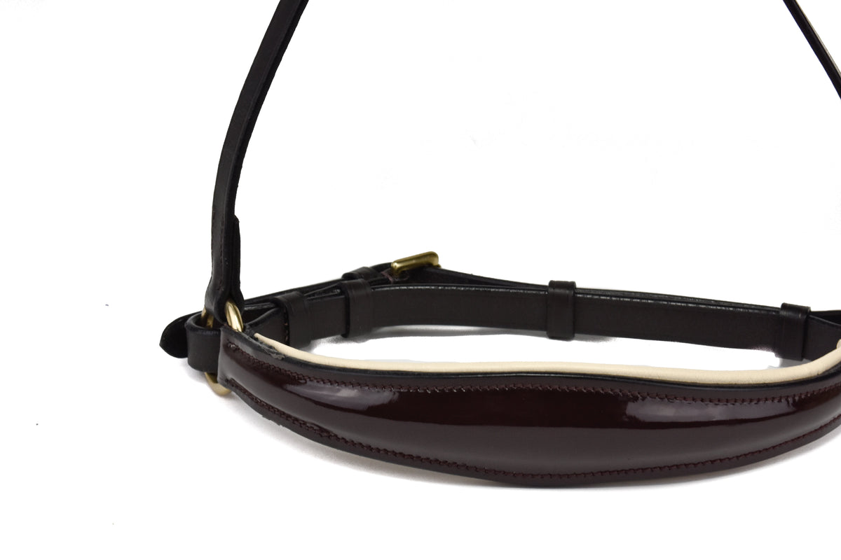 Bridle2Fit Drop Noseband - havanna patent/cream