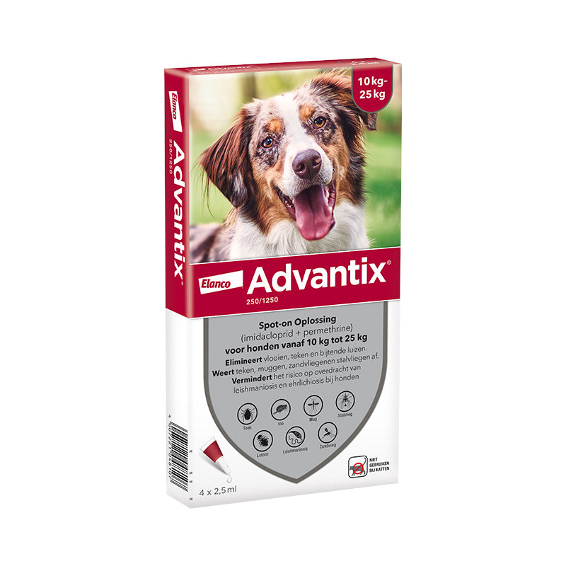 Advantix 250/1250 (M) HOND 10 - 25 kg - 4 pip - REG NL 106418