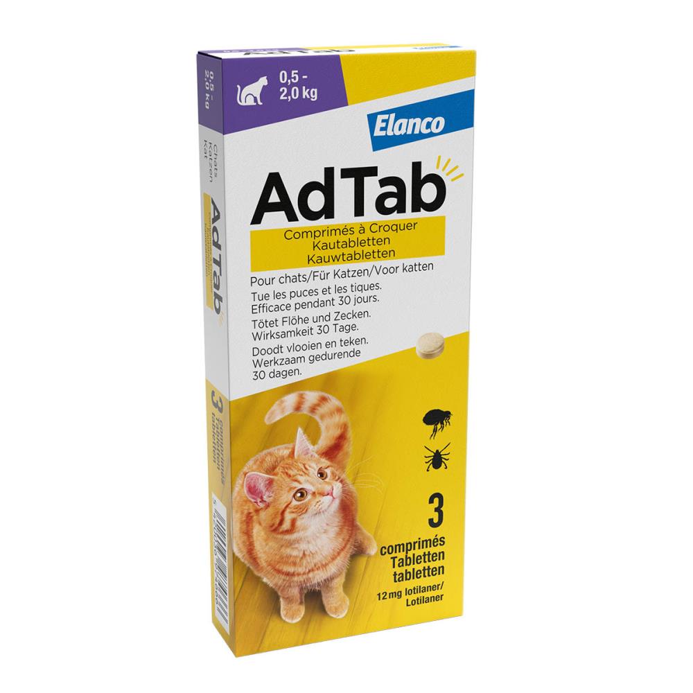 Adtab kauwtablet voor katten (0,5 - 2,0 kg) 3 tabletten - REG EU/2/22/288/012