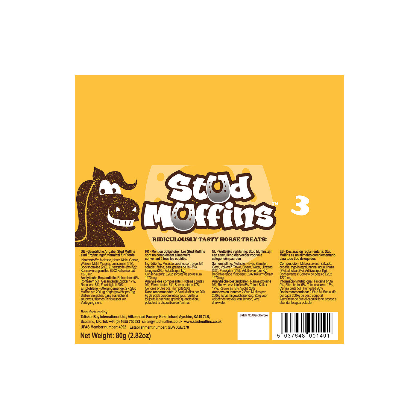 Horse cookies Stud Muffins wra p/3pcs display PU30