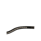 This curved brow band is slightly round raised and made of high quality English leather. The brow band is embellished with shiny Stellux™ imitation diamonds in two different sizes.