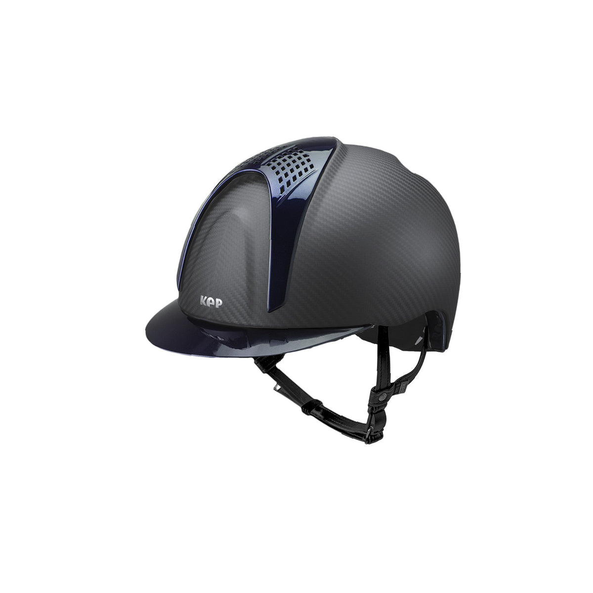 KEP Opaque Black crown carbon, Blue shiny visor + 2inserts Blue