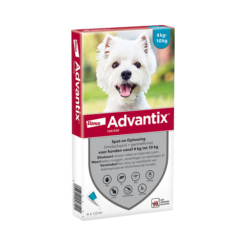 Advantix 100/500 (S) HOND 4 - 10 kg - 4 pip - REG NL 106417