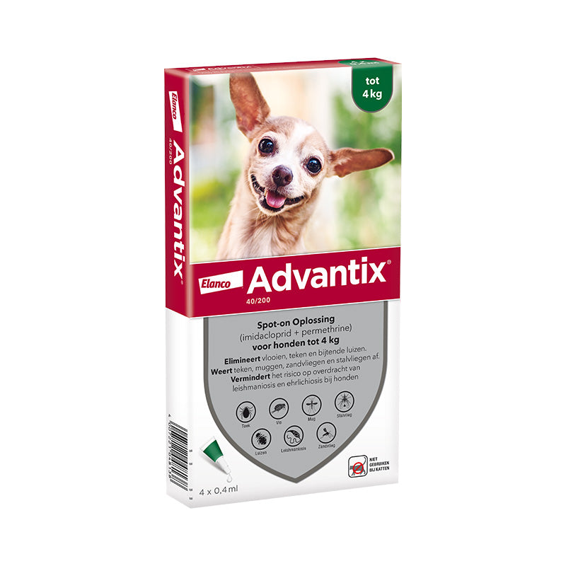Advantix 40/200 (XS) HOND 1,5 - 4 kg - 4 pip - REG NL 106415