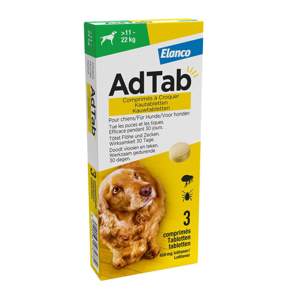 Adtab kauwtablet voor honden (>11 - 22 kg) 3 tabletten - REG EU/2/22/288/008