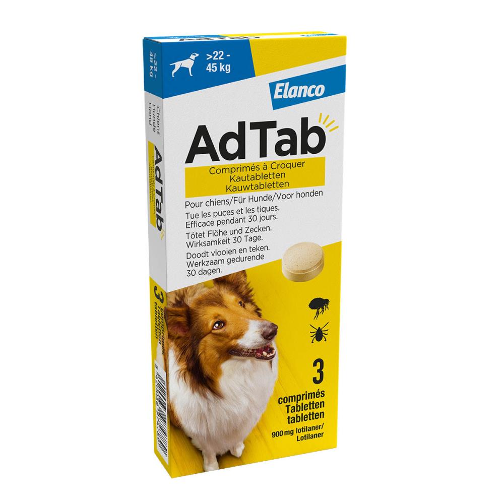 Adtab kauwtablet voor honden (>22 - 45 kg) 3 tabletten - REG EU/2/22/288/010